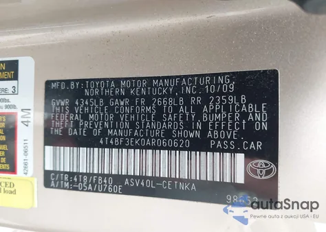 2010 Toyota Camry Le из США, поврежденный, VIN 4T4BF3EK0AR060620